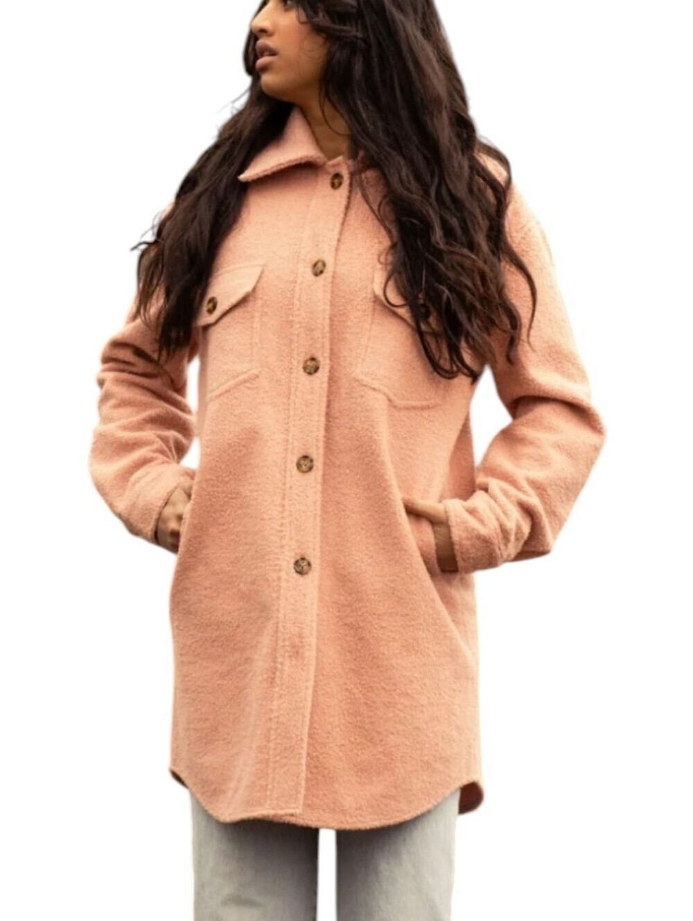 Jackson Rowe Panama Shacket Shirt Jacket Bittersweet Peach/Pink Oversized Small